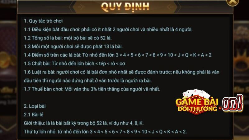 Luật chơi Tiến Lên Miền Nam Go88 cơ bản Luật chơi Tiến Lên Miền Nam Go88 cơ bản